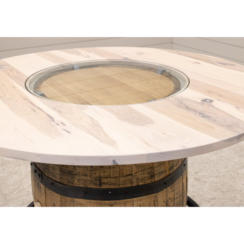 Amish Whiskey Personalized Rustic Hickory Wood Single Barrel Pub Table | SW