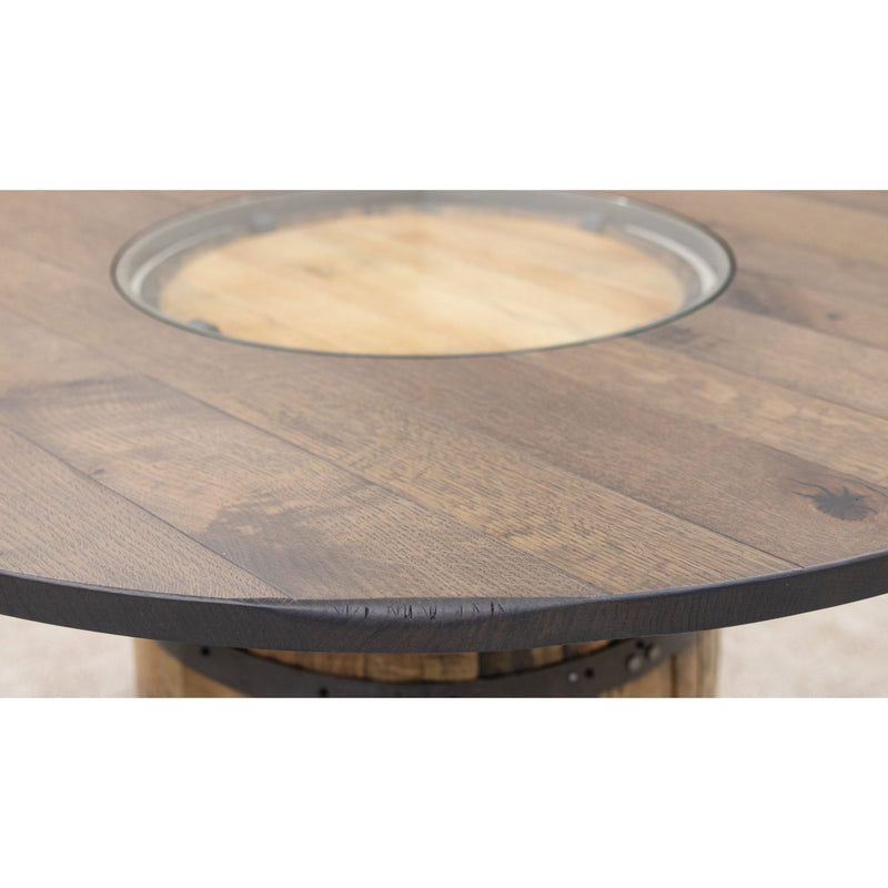 Amish Whiskey Personalized Rustic Quarter Sawn White Oak Wood Single Barrel Pub Table | SB