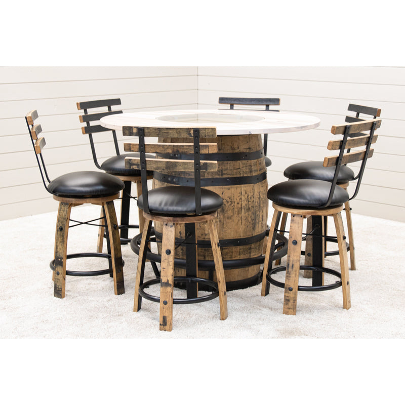Amish Whiskey Personalized Rustic Hickory Wood Single Barrel Pub Table | SW
