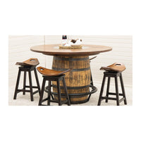 Amish Whiskey Personalized Rustic Quarter Sawn White Oak Wood Single Barrel Pub Table | GB