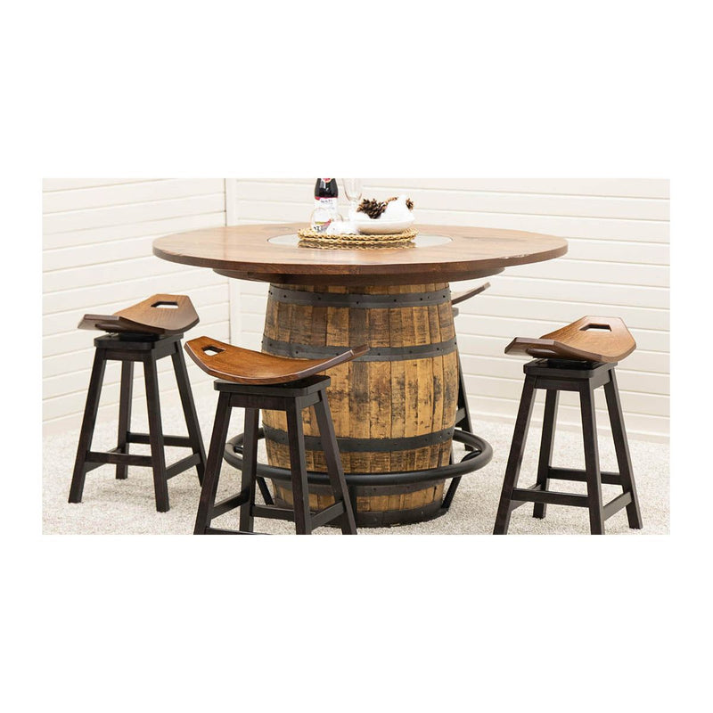 Amish Whiskey Personalized Rustic Quarter Sawn White Oak Wood Single Barrel Pub Table | GB
