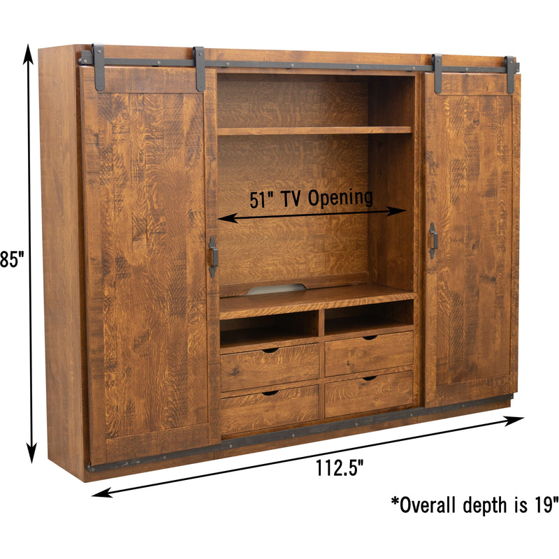 Amish Barn Door Quarter Sawn White Oak Wood Entertainment Center | GB