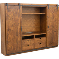 Amish Barn Door Quarter Sawn White Oak Wood Entertainment Center | GB