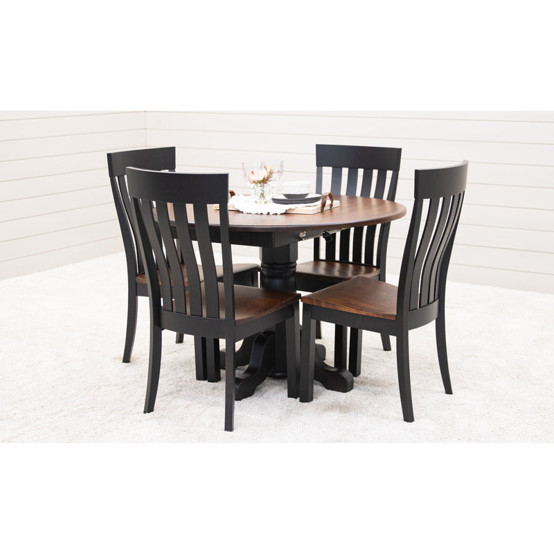 Amish Standard Round Drop Leaf Black & Cherry Dining Table | M-EB&C-GB