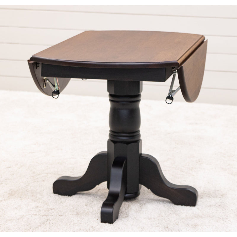 Amish Standard Round Drop Leaf Black & Cherry Dining Table | M-EB&C-GB