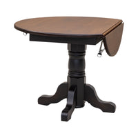 Amish Standard Round Drop Leaf Black & Cherry Dining Table | M-EB&C-GB