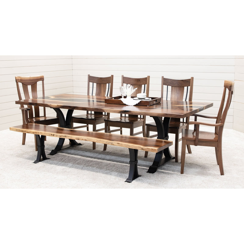 Straight Edge River Walnut Wood Dining Table