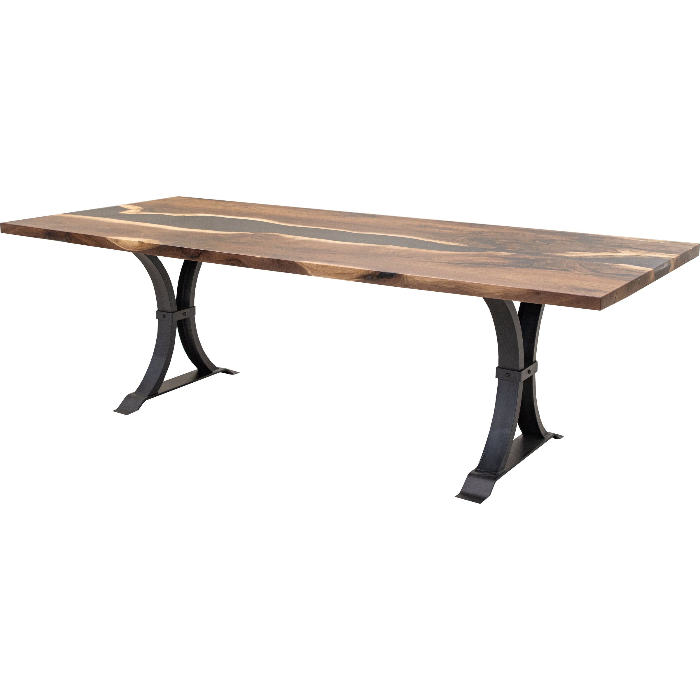 Straight Edge River Walnut Wood Dining Table