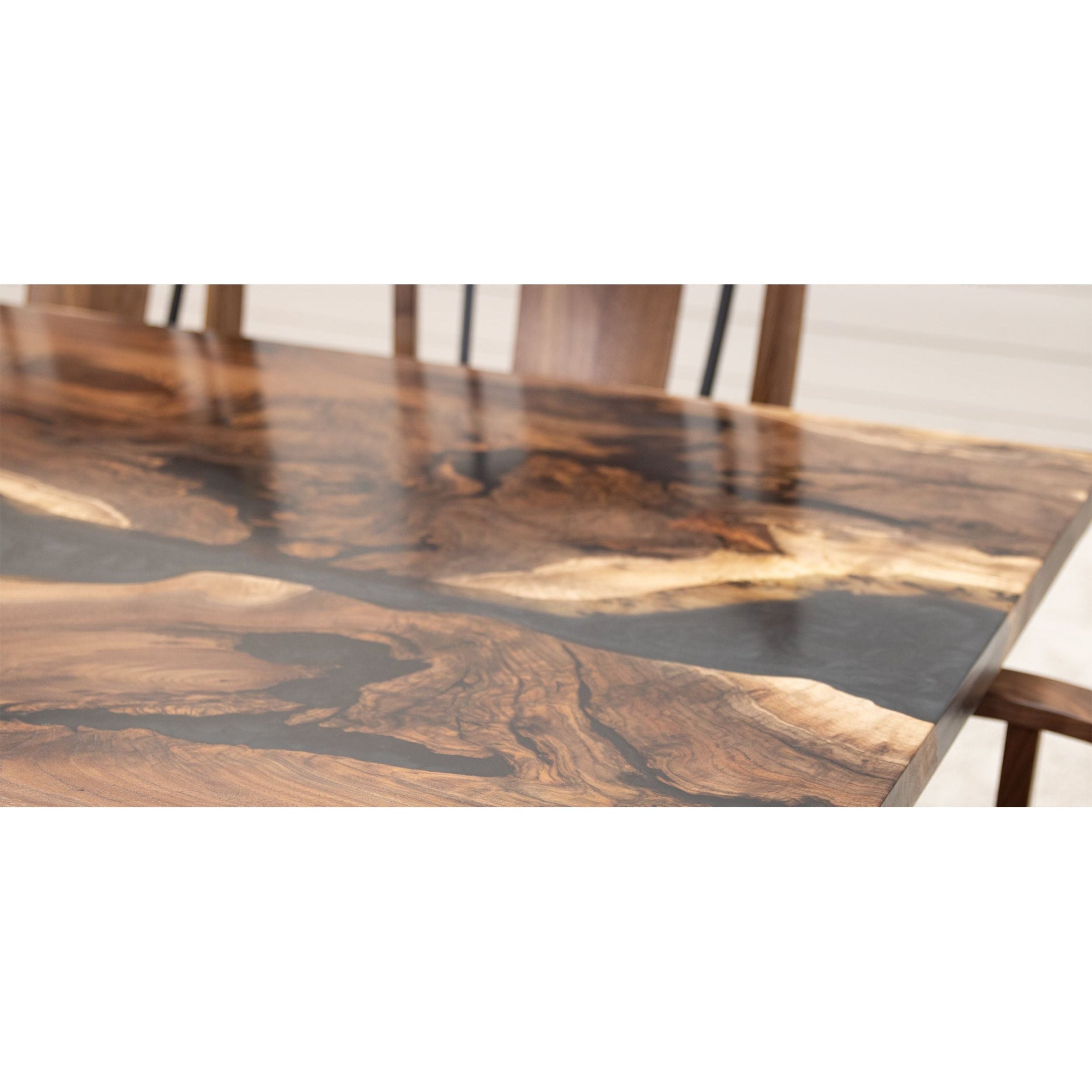 Straight Edge River Walnut Wood Dining Table