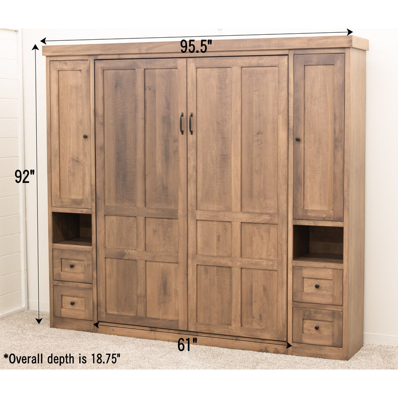 Amish Folding Maple Wood Murphy Wall Bed with Bookcases | WB