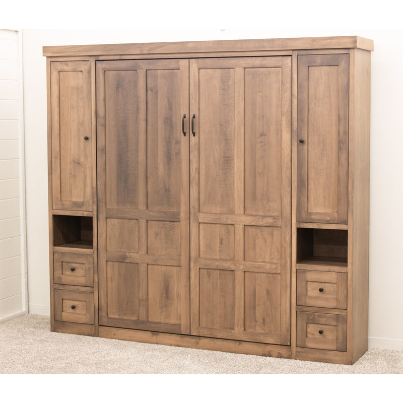 Amish Folding Maple Wood Murphy Wall Bed with Bookcases | WB