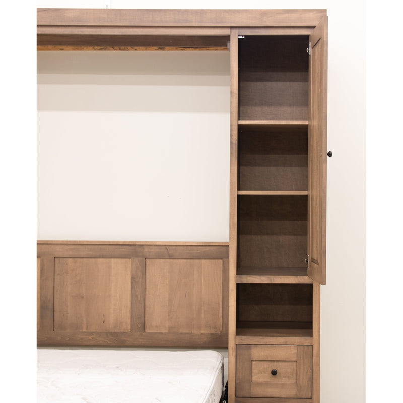 Amish Folding Maple Wood Murphy Wall Bed with Bookcases | WB