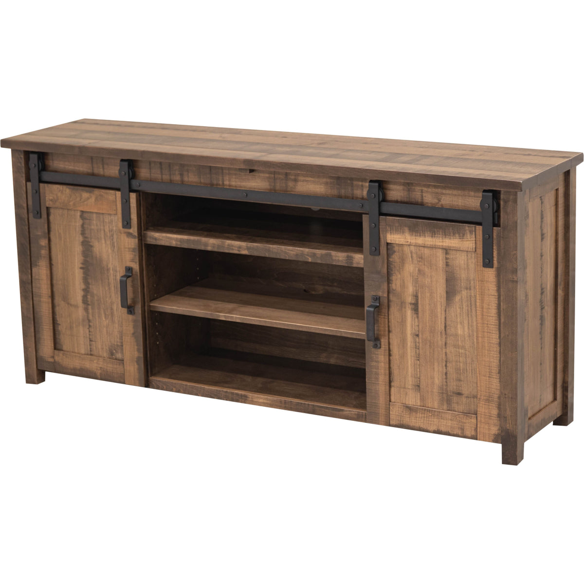Montego 72" Maple Wood Sliding Barn Door Post TV Console | CO