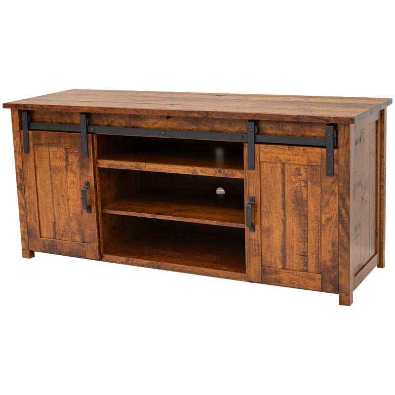 Montego 72" Cherry Wood Sliding Barn Door Post TV Console | MC
