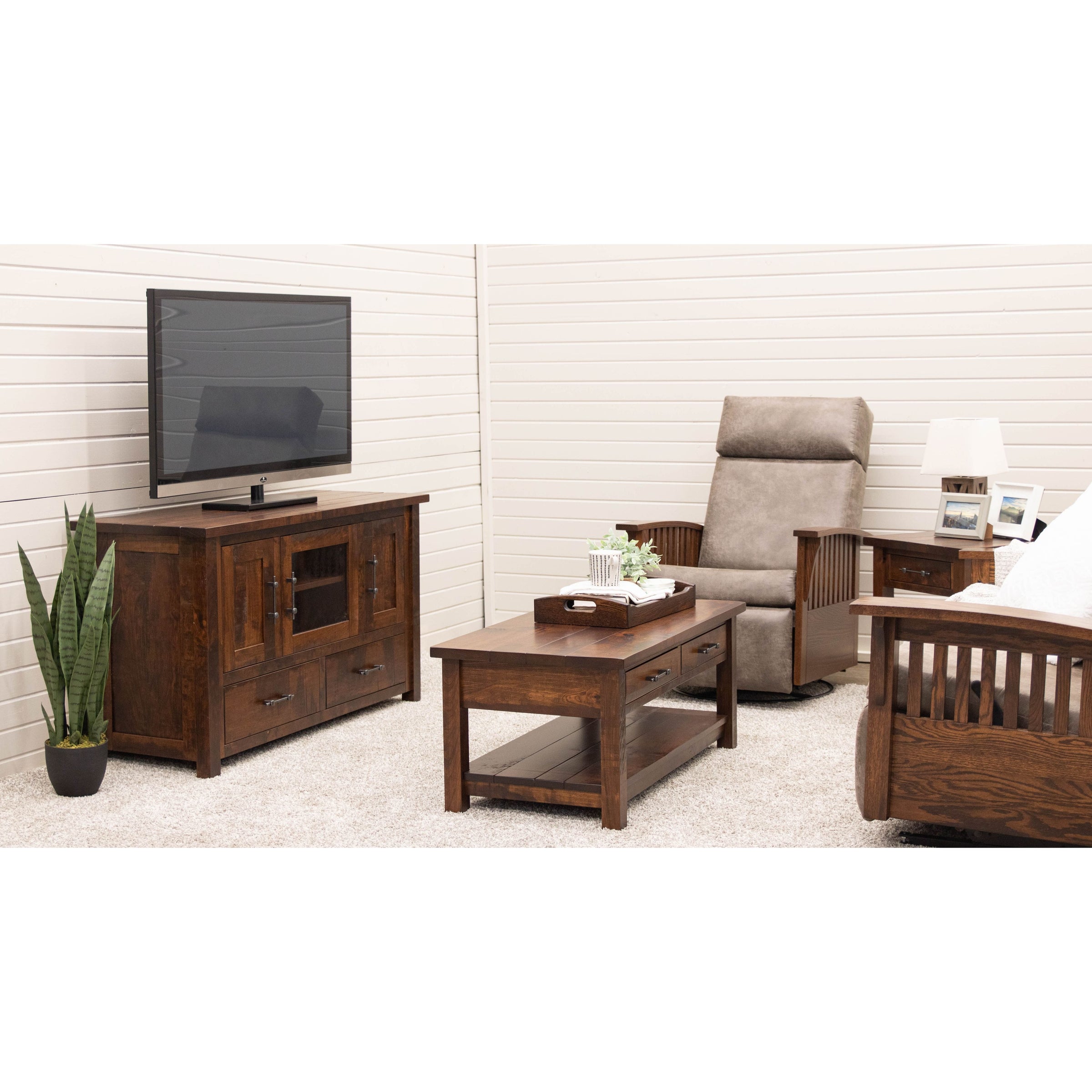 Amish Mission Swivel Glider Recliner with Wood Arms | 22-61