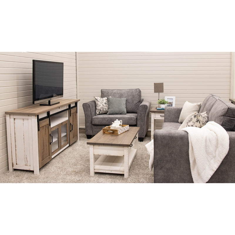 Montego 72" White & Wood Sliding Barn Door TV Console | M-CS&DCD