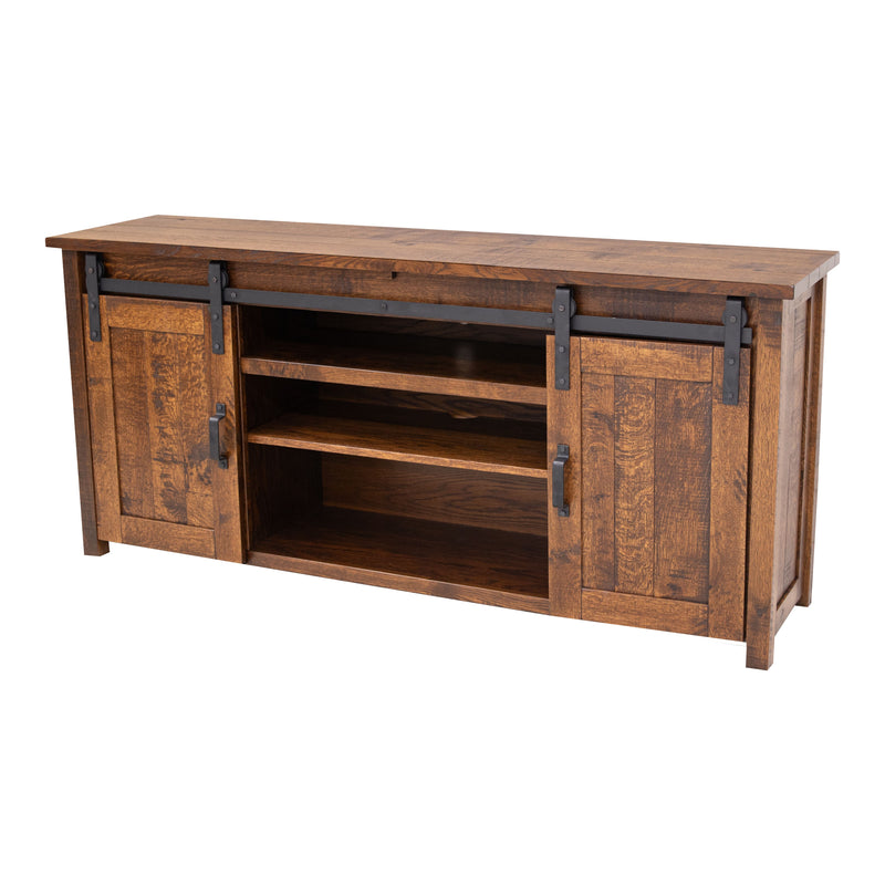 Montego 72" Quarter Sawn White Oak Wood Sliding Barn Door Post TV Console | ASB