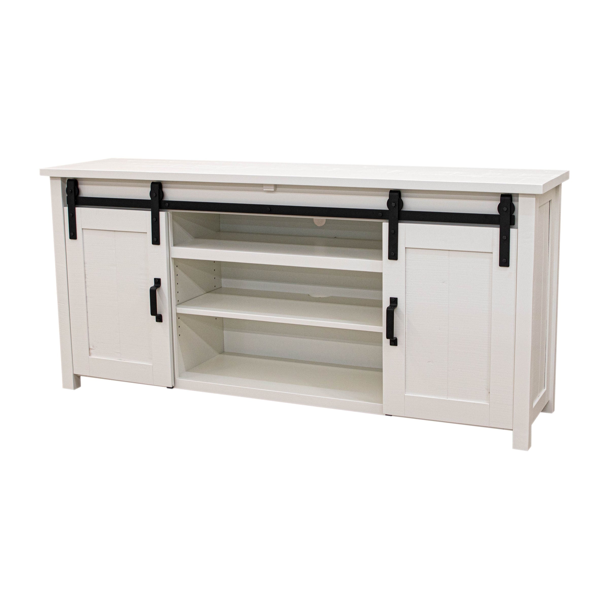 Montego 72" White Maple Wood Sliding Barn Door Post TV Console | DW