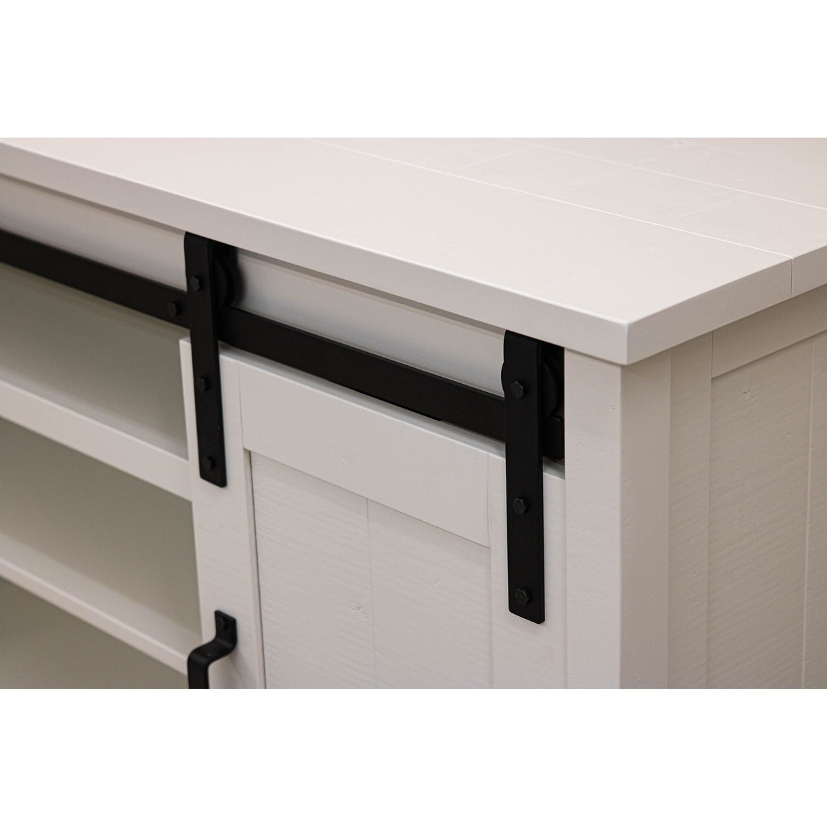 Montego 72" White Maple Wood Sliding Barn Door Post TV Console | DW