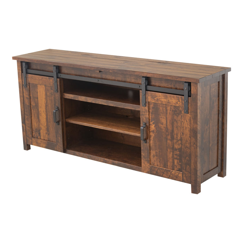 Montego 72" Cherry Wood Sliding Barn Door Post TV Console | ASB