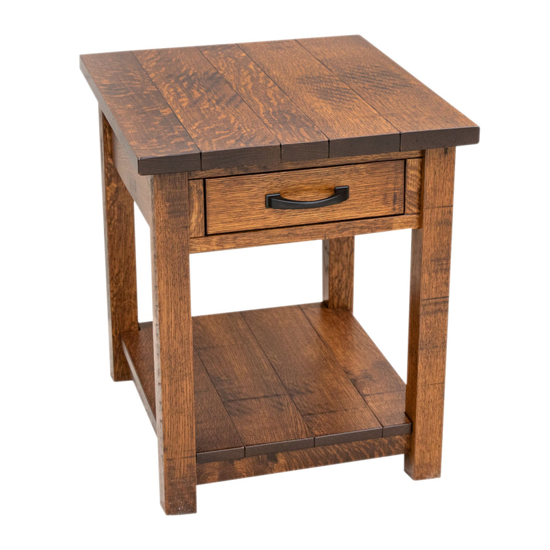 Montego Quarter Sawn White Oak Wood Large Square Open End Table | GB