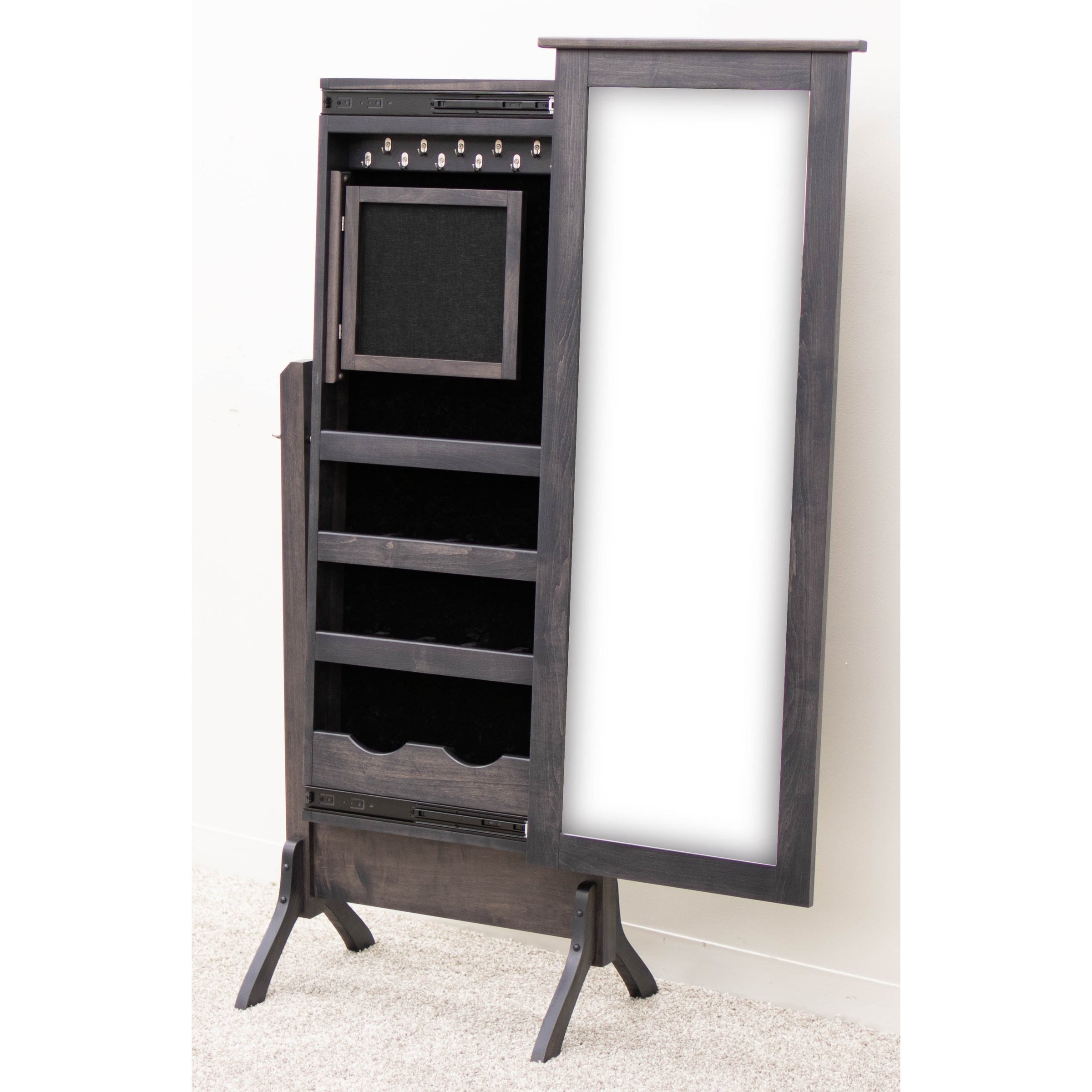 Amish Shaker Maple Wood Sliding Jewelry Cheval Mirror | GS