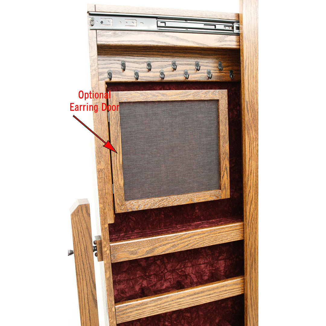 Amish Shaker Maple Wood Sliding Jewelry Cheval Mirror | EB