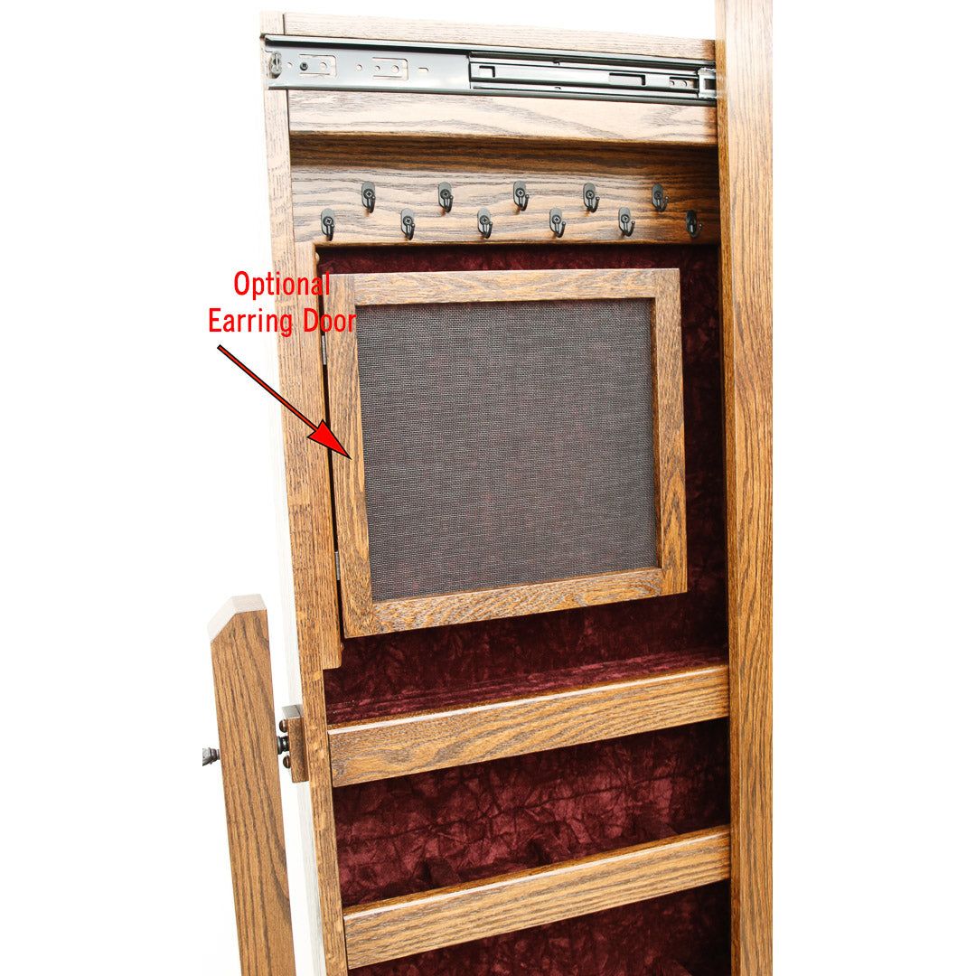 Amish Shaker Quarter Sawn White Oak Wood Sliding Jewelry Cheval Mirror | ASB