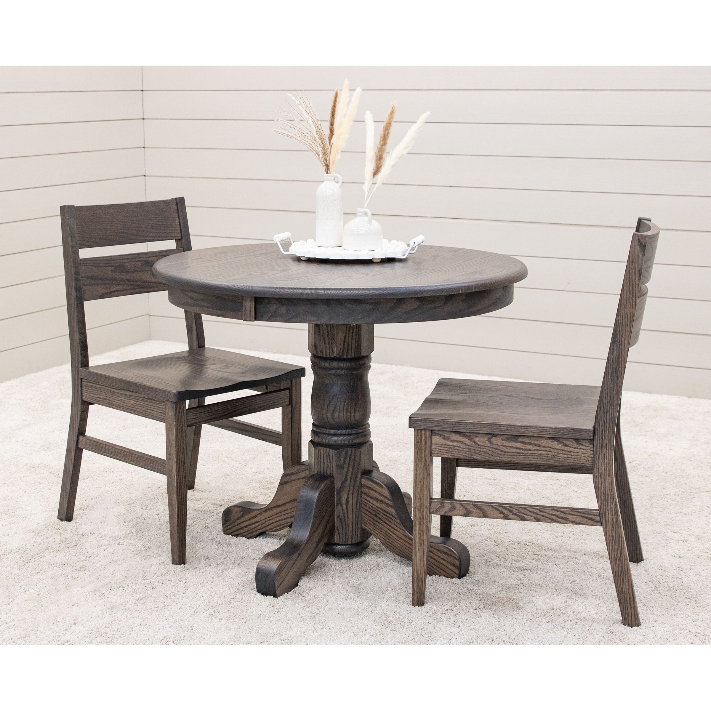 Amish Standard Round Oak Wood Dining Table | SB