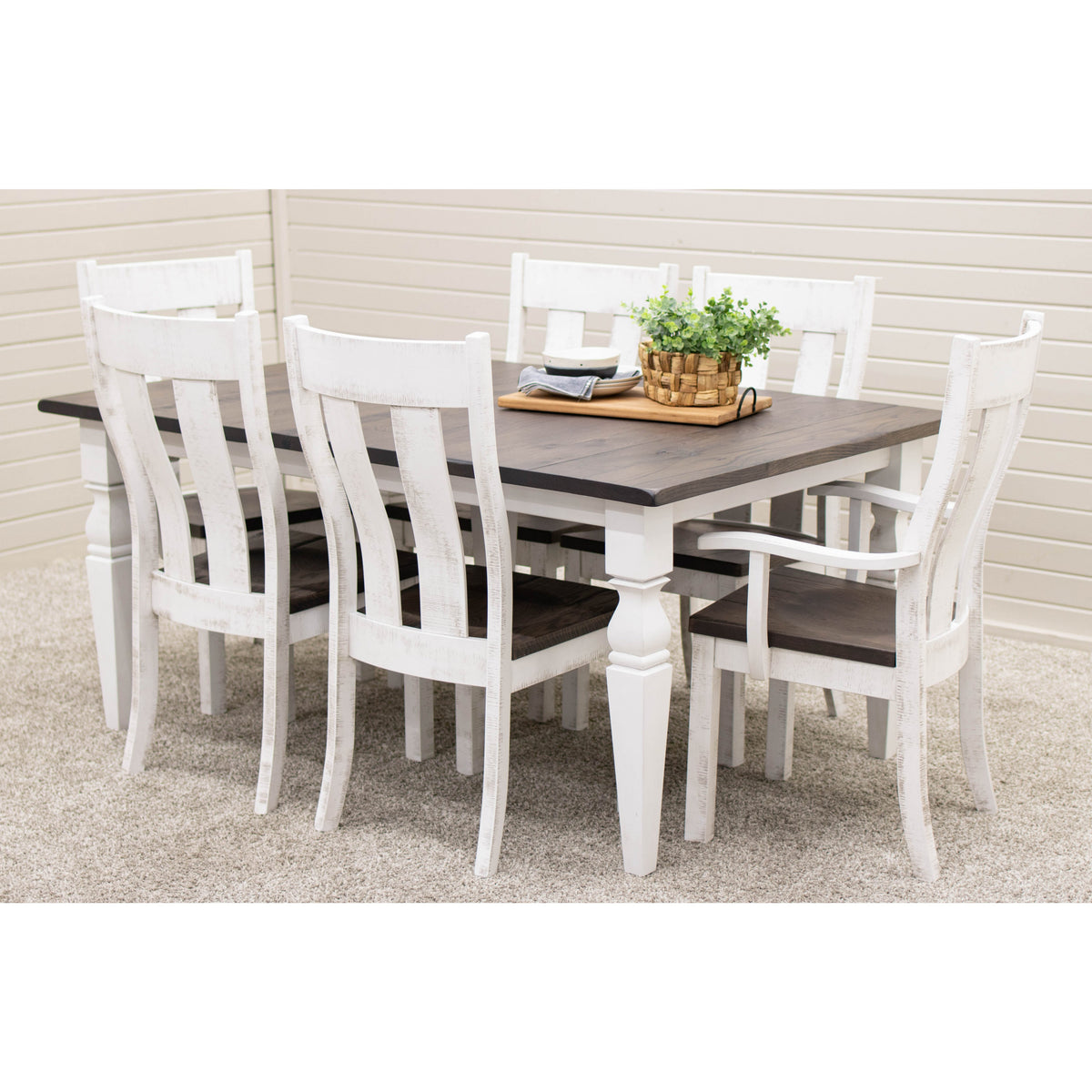 Classic Turned Leg White & Wood Extending Dining Table | M-GW&RWO-SB