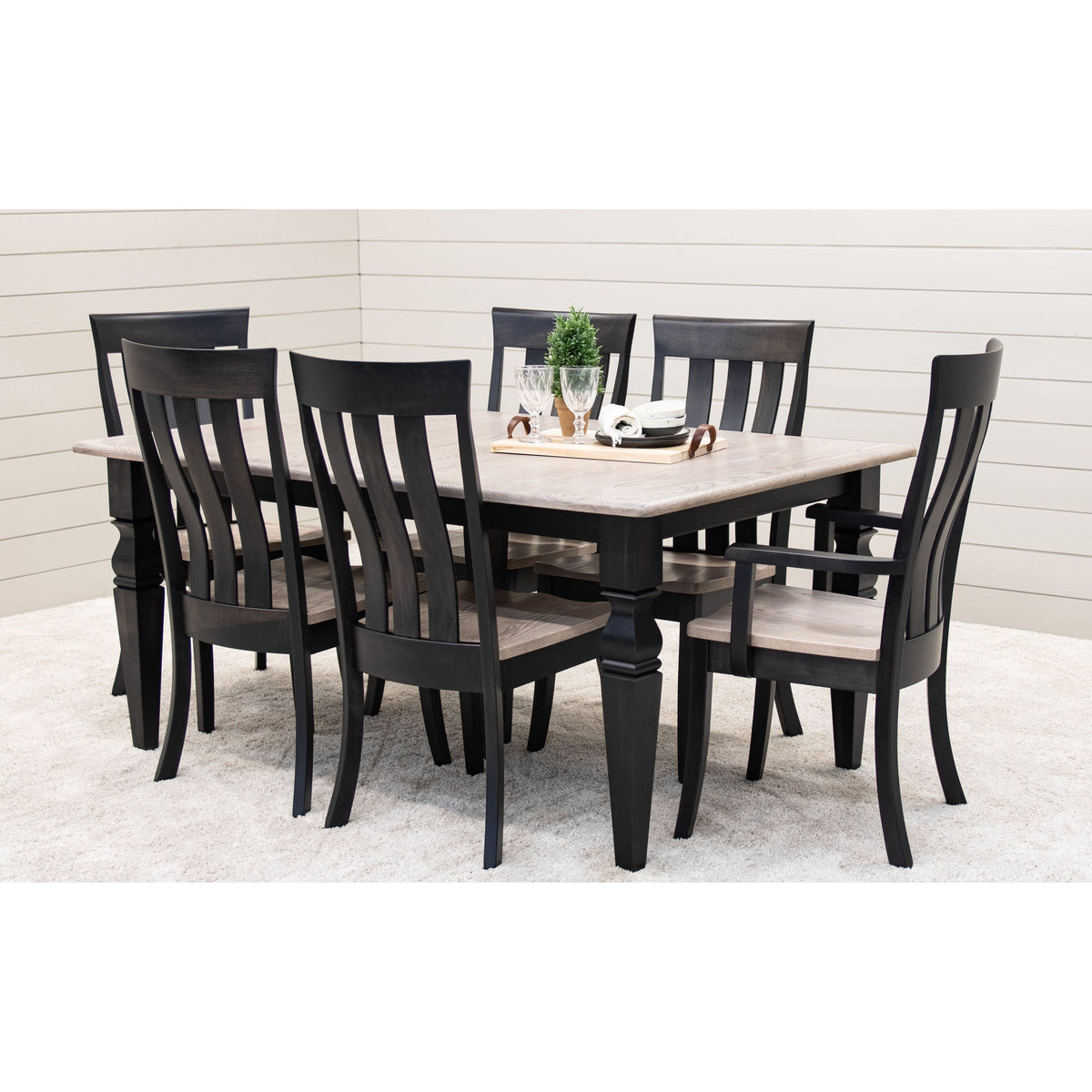 Classic Turned Leg Black & Wood Extending Dining Table | M-DK&O-SS