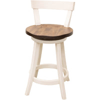Temple 24" White & Wood Swivel Bar Stool | M-CW&CO