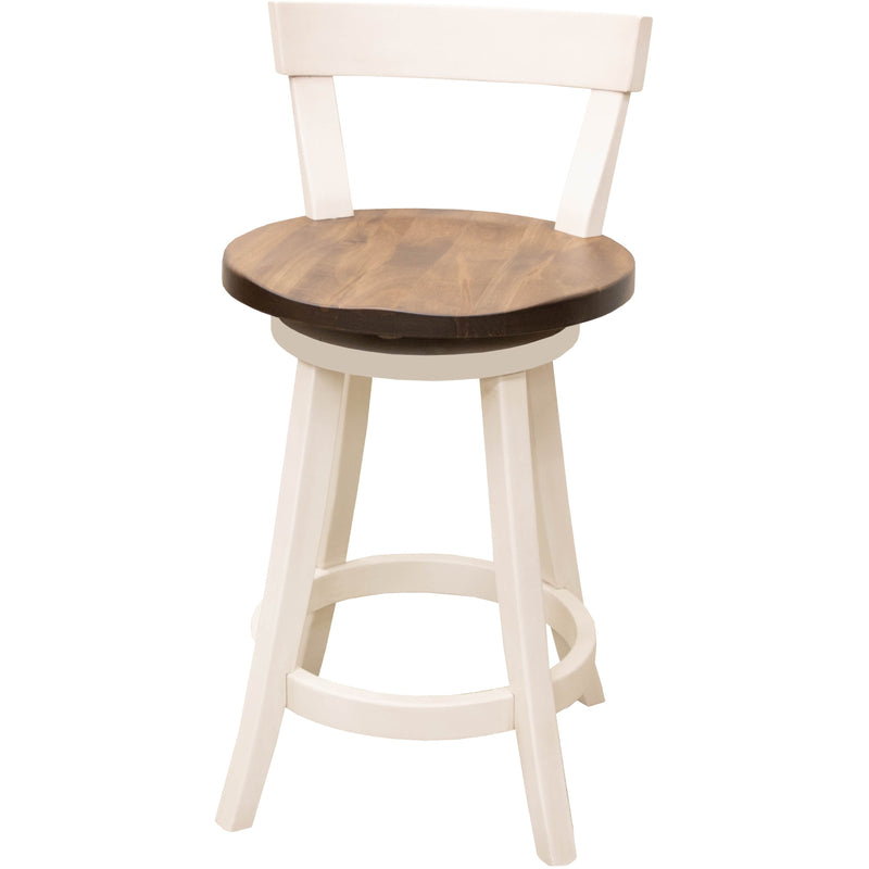 Temple 24" White & Wood Swivel Bar Stool | M-CW&CO