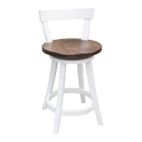 Temple 24" White & Wood Swivel Bar Stool | M-DW&CO