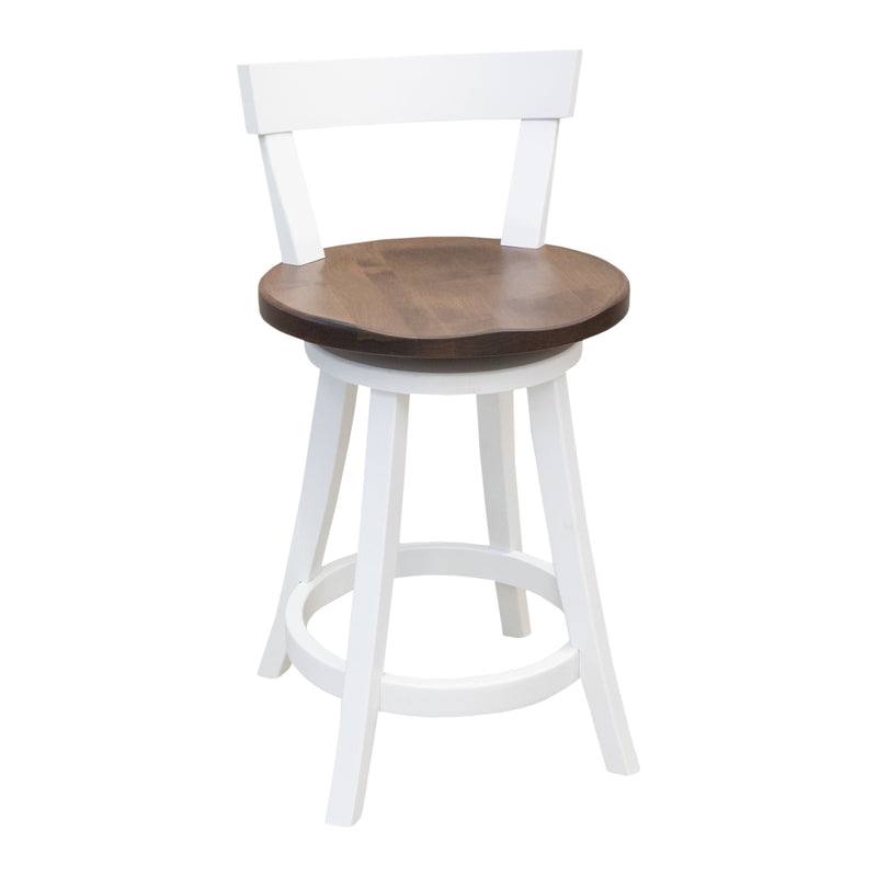 Temple 24" White & Wood Swivel Bar Stool | M-DW&CO