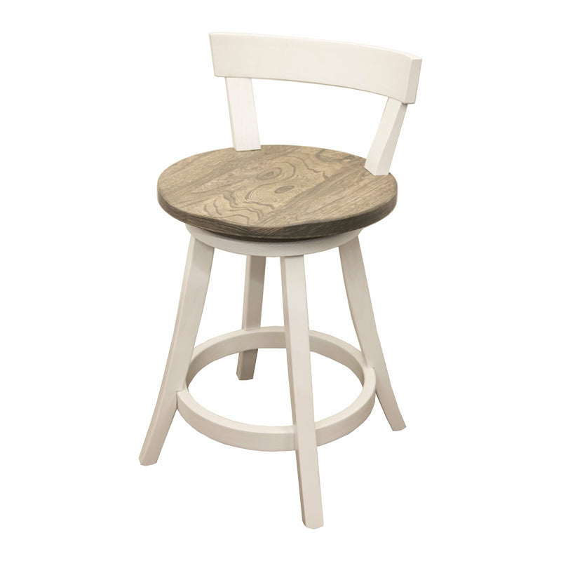 Temple 24" White & Wood Swivel Bar Stool | M-DW&RWO-GRB