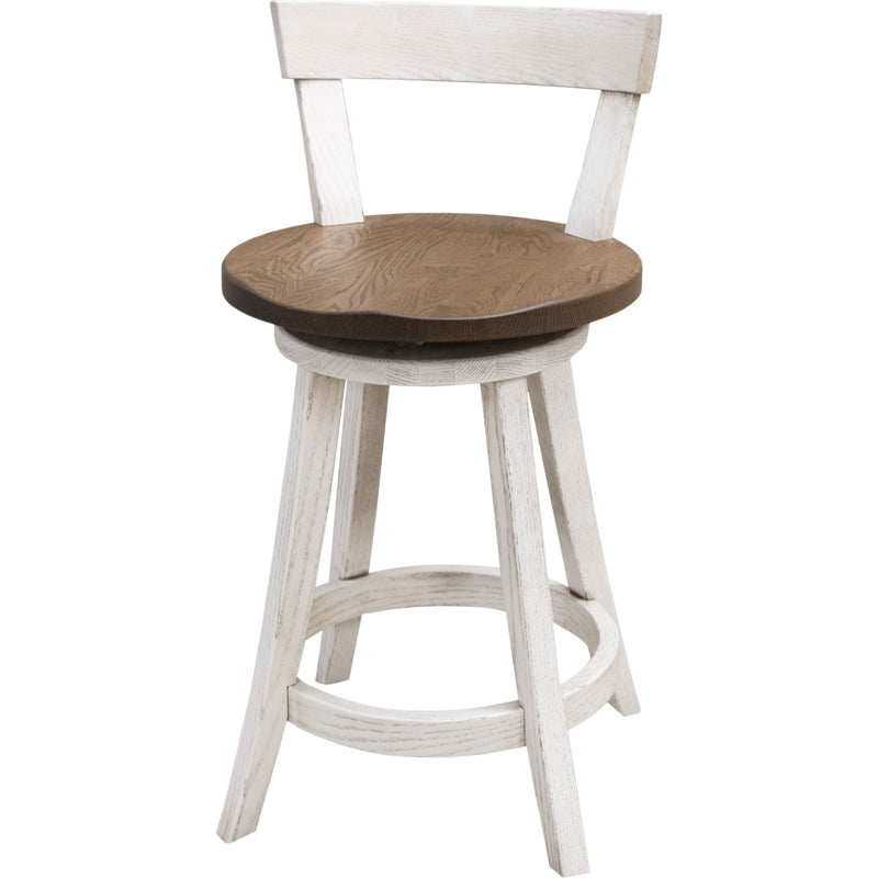 Temple 24" White & Wood Swivel Bar Stool | O-CS&RWO-CO