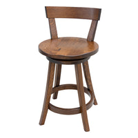 Temple 24" Rustic Quarter Sawn White Oak Wood Swivel Bar Stool | GB