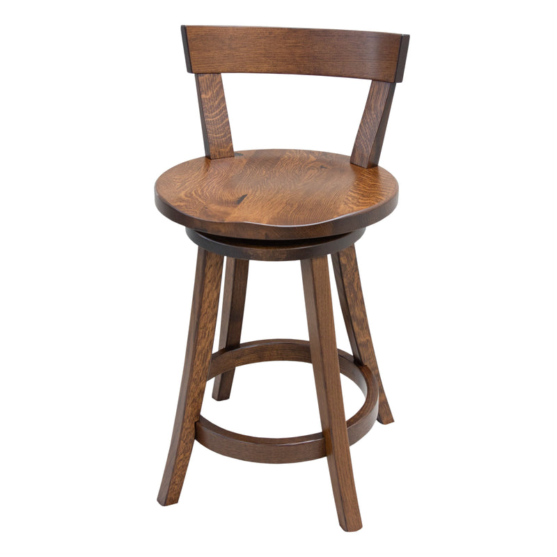 Temple 24" Rustic Quarter Sawn White Oak Wood Swivel Bar Stool | GB