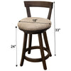 Temple 24" Maple Wood Swivel Bar Stool with Fabric Seat | DK
