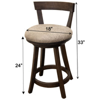 Temple 24" Maple Wood Swivel Bar Stool with Fabric Seat | CO