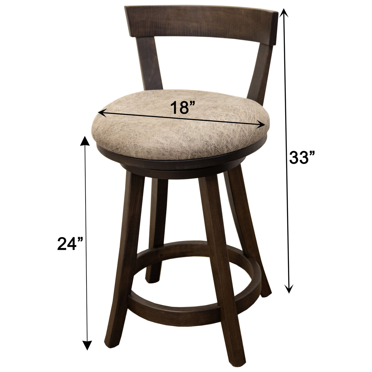 Temple 24" Maple Wood Swivel Bar Stool with Fabric Seat | EB