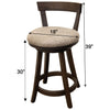 Temple 24" Maple Wood Swivel Bar Stool with Black Faux Leather Seat | SP