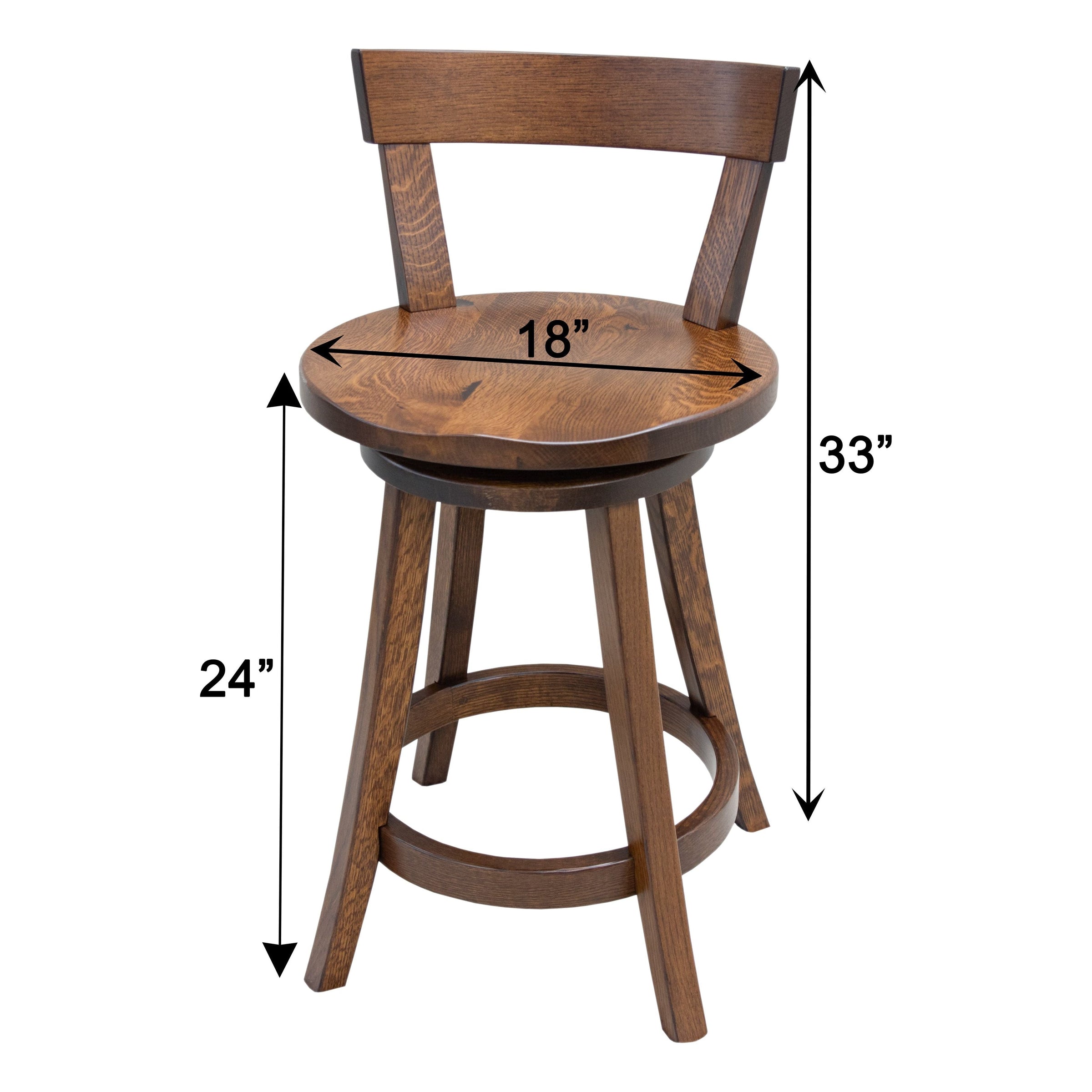 Temple 24" Quarter Sawn White Oak Wood Swivel Bar Stool | ASB
