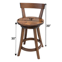 Temple 24" Oak Wood Swivel Bar Stool | ASB