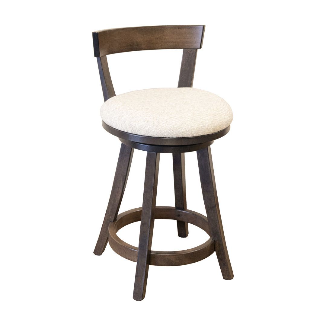 Temple 24" Maple Wood Swivel Bar Stool with Fabric Seat | GS