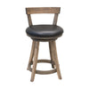 Temple 24" Maple Wood Swivel Bar Stool with Black Faux Leather Seat | SP