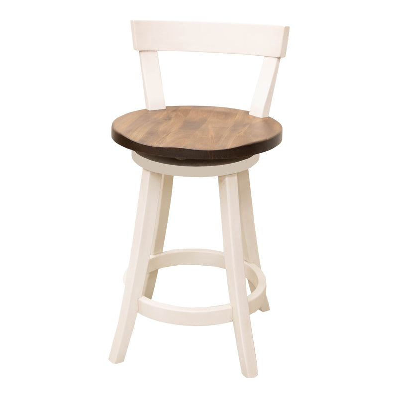 Temple 24" White & Wood Swivel Bar Stool | M-CW&CO