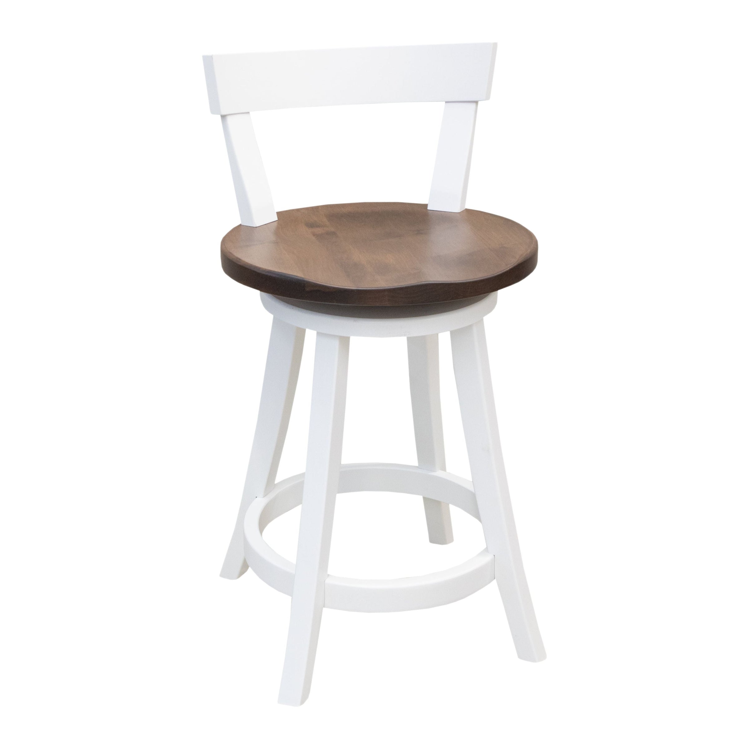 Temple 24" White & Wood Swivel Bar Stool | M-DW&CO