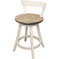 Temple 24" White & Wood Swivel Bar Stool | M-DW&RWO-GRB